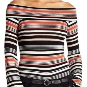 Free People striped blouse orange black